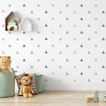 Adesivo de Parede Triângulos Cinza, Coral e Verde 121 un Adesivo de Parede Triângulos Cinza, Coral e Verde 121 un