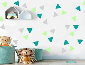 adesivo de parede triângulos tiffany, menta e cinza claro adesivo de parede triângulos tiffany, menta e cinza claro