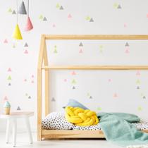 Adesivo de Parede Triangulos Verde, Cinza e Rosa 78un Adesivo de Parede Triangulos Verde, Cinza e Rosa 78un