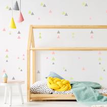 Adesivo de Parede Triangulos Verde, Cinza e Rosa 91un Adesivo de Parede Triangulos Verde, Cinza e Rosa 91un