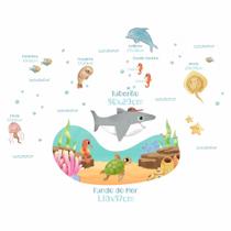 Adesivo de Parede Tubarão Aquarela Fundo do Mar Adesivo de Parede Tubarão Aquarela Fundo do Mar