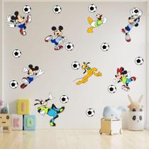 Adesivo de parede turma do mickey jogadores de futebol bolas time pateta pato donald minnie