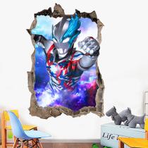 Adesivo de parede Ultraman Tiga, Zero & Kaiju 3D para quarto de crianças