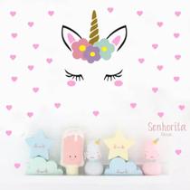 Adesivo De Parede Unicórnio + 50 Corações- Senhorita Decor