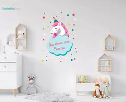 Adesivo De Parede Unicórnio Aqui Dorme Uma Princesa