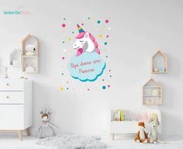 Adesivo De Parede Unicórnio Aqui Dorme Uma Princesa