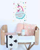 Adesivo De Parede Unicórnio Aqui Dorme Uma Princesa