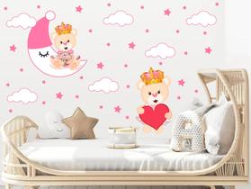 adesivo de parede ursa rainha coroa princesa coração meninas