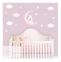 Adesivo De Parede Ursinha ,lua ,nuvens E Estrelas