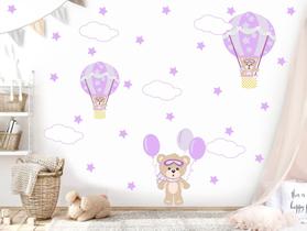 adesivo de parede ursinhas e balões uva lilás meninas