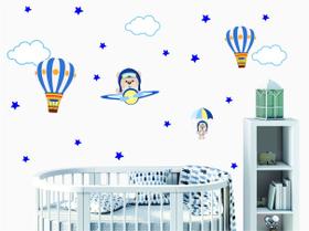 Adesivo de Parede Ursinho Aviador e Balões