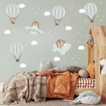 adesivo de parede ursinho aviador verde e cinza balões decoração quarto de meninos adesivo de parede ursinho aviador verde e cinza balões decoração quarto de meninos