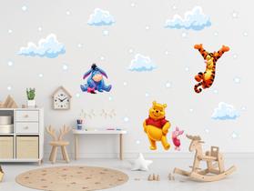 Adesivo De Parede Ursinho Pooh Baby E Amigos Quarto Bebê Estrelas E Nuvens Decoração Infantil
