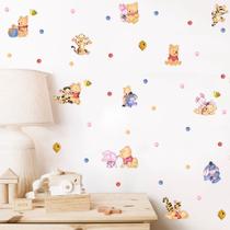 adesivo de parede ursinho pooh miniaturas aquarela cute baby bolinhas decorativas