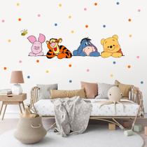 Adesivo de Parede Ursinho Pooh Tigrão Cabeceira Bolinhas Poá Decoração Infantil Adesivo de Parede Ursinho Pooh Tigrão Cabeceira Bolinhas Poá Decoração Infantil