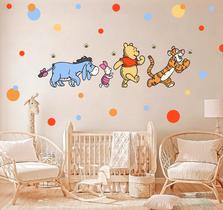 Adesivo de Parede Ursinho Pooh Tigrão Leitão Bisonho Cute Baby Bolinhas Poá Decoração Cabeceira Adesivo de Parede Ursinho Pooh Tigrão Leitão Bisonho Cute Baby Bolinhas Poá Decoração Cabeceira