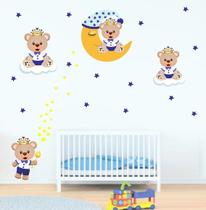 Adesivo De Parede Ursinhos Lua E Nuvem