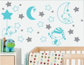 Adesivo De Parede Urso soninho Lua e Estrelas Meninos