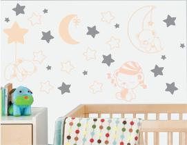 Adesivo De Parede Urso soninho Lua e Estrelas