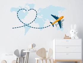 adesivo de parede viagens sala travel decoração avião mapa agencias escritórios
