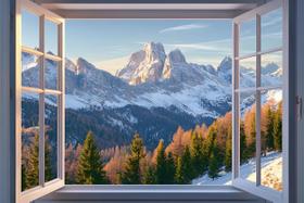 Adesivo de parede WOOHOOROO 3D Faux Window Winter Scenery 32x48cm Adesivo de parede WOOHOOROO 3D Faux Window Winter Scenery 32x48cm