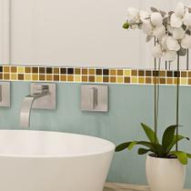 Adesivo de Pastilhas em Faixas Dourado Real 3x30 cm com 15un