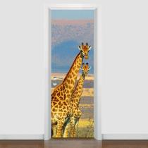 Adesivo De Porta 2 Girafas - 215X90Cm