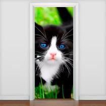 Adesivo De Porta Animais Gatinho Com Olho Azul - 215X90Cm