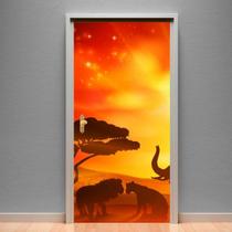 Adesivo De Porta Animais Safári Pôr Do Sol-73X210Cm