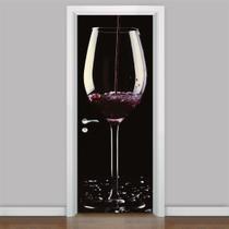 Adesivo De Porta De Cozinha Taça De Vinho 215X80Cm