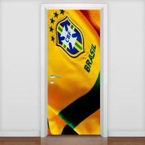 Adesivo De Porta Futebol Bandeira Do Brasil - 215X98Cm