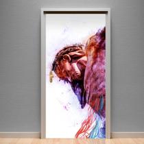 Adesivo De Porta Jesus Com Coroa 215X90Cm