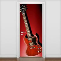 Adesivo De Porta Musica Guitarra Sg Vermelha - 215X98Cm