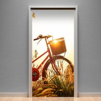 Adesivo De Porta Paisagem 20 Bicicleta Com Cesta 215X80Cm