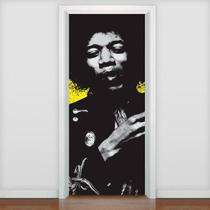 Adesivo De Porta Personalidades - Jimi Hendrix 3 - 215X98Cm