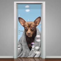 Adesivo De Porta Pet Shop Pinscher Fundo ul-73X210Cm