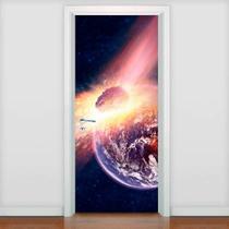 Adesivo De Porta Planetas Meteoro Terra-73X210Cm