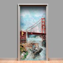 Adesivo De Porta Ponte Golden Gate 4 215X90Cm