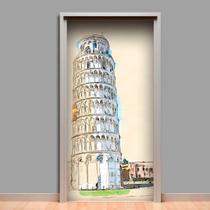 Adesivo De Porta Torre De Pisa Itália 3 215X80Cm