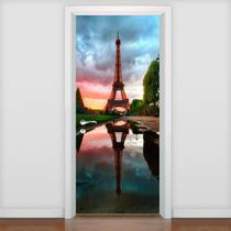 Adesivo De Porta Torre Eiffel Ao Entardecer 215X90Cm - Mix Adesivos