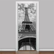 Adesivo De Porta Torre Eiffel E Nuvens - 215X98Cm - Mix Adesivos