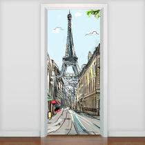 Adesivo De Porta Torre Eiffel Pintura À Óleo - 215X98Cm