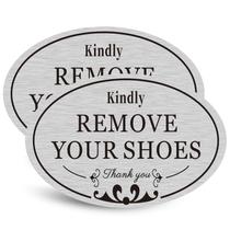 Adesivo de sinalização de porta CARGEN Remove Your Shoes oval de 16 x 9 cm, pacote com 2 Adesivo de sinalização de porta CARGEN Remove Your Shoes oval de 16 x 9 cm, pacote com 2
