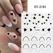 Adesivo de Unhas ST-21 para Arte 3D Gradiente Linha Francesa Azul Rosa Roxo Verde OEM