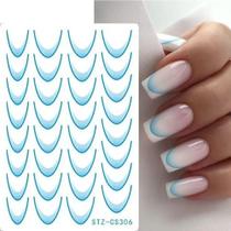 Adesivo de Unhas Stz-C 3D Gradiente Linha Francesa Azul Rosa Roxo Verde OEM Adesivo de Unhas Stz-C 3D Gradiente Linha Francesa Azul Rosa Roxo Verde OEM