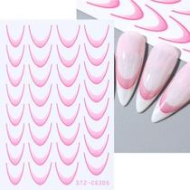 Adesivo de Unhas Stz-C para Linha Francesa 3D Gradiente Azul Rosa Roxo Verde OEM Adesivo de Unhas Stz-C para Linha Francesa 3D Gradiente Azul Rosa Roxo Verde OEM