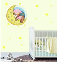 Adesivo De Ursinho Dormindo na Lua