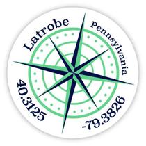 Adesivo de vinil com design de bússola de latitude e longitude 5 cm