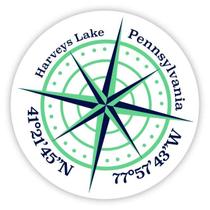 Adesivo de vinil Harveys Lake PA com design de bússola de 10 cm