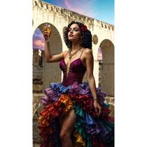 Adesivo de Vinil Impermeável Cigana Sete Saias 10x6,5 cm